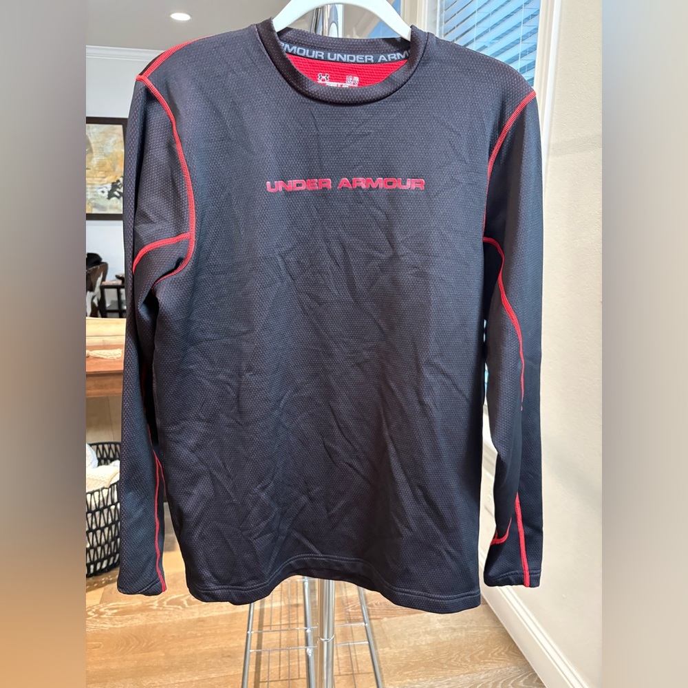 Under Armour Black and Red Long Sleeve Shirt